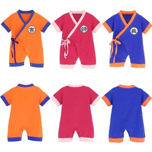Baby Boys Girls Funny Costume Chinese Traditional Style Romper Infant Cosplay Jumpsuit Outfit Short Sleeve Cotton