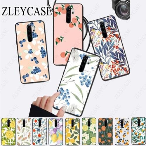Summer green leaves fruit lemon peach pomegranate grapes Phone Case for redmi note8pro 7 note5 note6pro 7A 8A 8T note9s note9pro