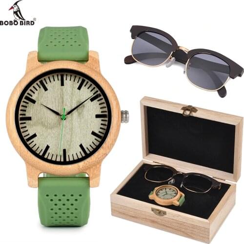 Relogio feminino BOBO BIRD Wood Women Watches and Sunglasses Suit Present Box Luxury Gift Set for Lady Accept Logo Drop Shipping