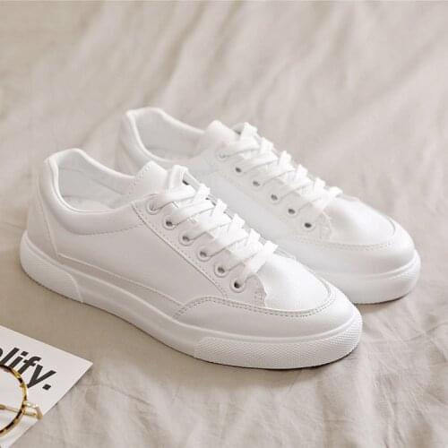 2021 New Spring New White Shoes Female Wild Korean Student Shoes Female Lace Basic Shoes Running Women