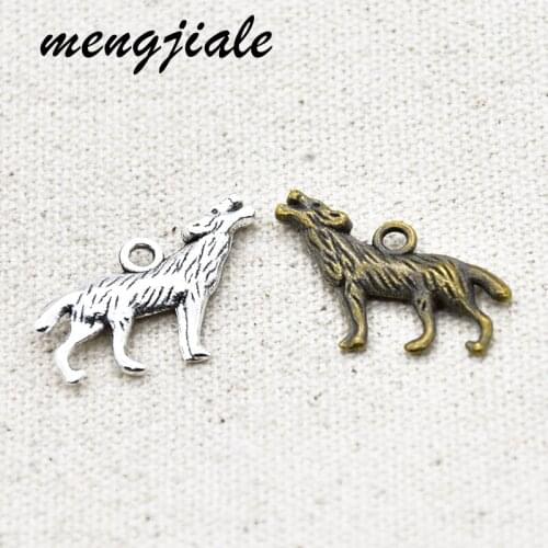 16pcs Two Color Vintage Metal Alloy Animal Howling Wolf Connector Charms For Jewelry Making DIY Handmade Craft