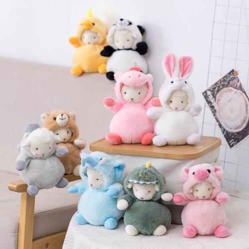 23cm Cartoon Cute Sheep Cosplay Dress Up Plush Toys Stuffed Small Mini Animals Alpaca Doll Soft Baby Pillow For Kids Girls Gift