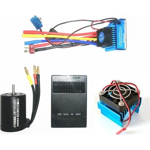 3650 3900KV Brushless Motor & 45A 60A 80A 120A ESC Programming Card Heatsink Combo for 1:10 RC Car RC Boat Part Electric Speed
