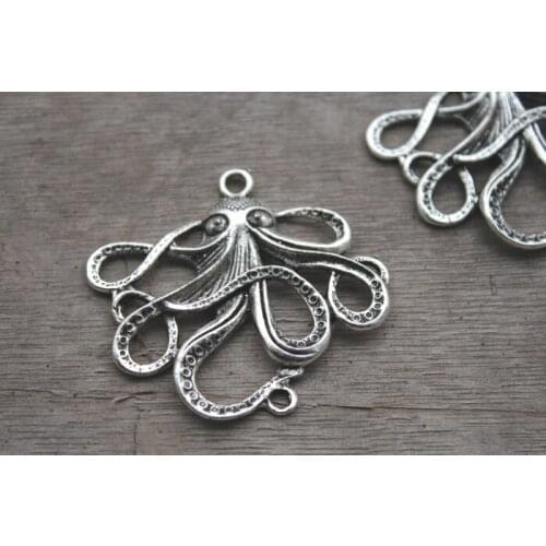 6pcs Octopus Octopus Pendant Octopus Charm Marine Animals Sea Animals Fittings DIY Supplies, Jewelry Making, Findings, 55*45mm