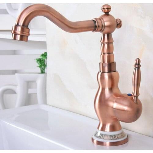Antique Red Copper Single Hole Single Handle Swivel Spout Kitchen Sink Bathroom Vessel Basin Faucet Mixer TapLnf642