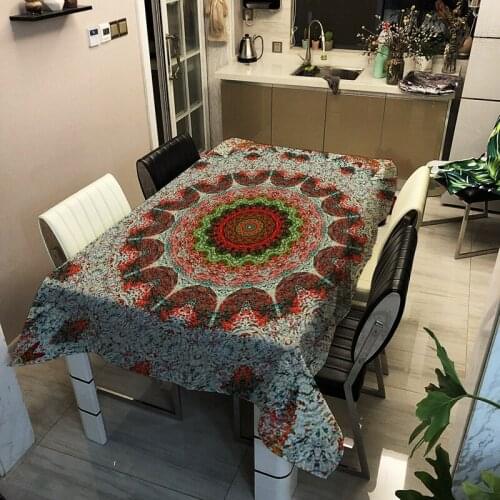 Bohemian Mandala Tablecloth Family Dinner Restaurant Mantel Mesa Waterproof Oilproof Rectangular Table Tea Tablecloth Decoration
