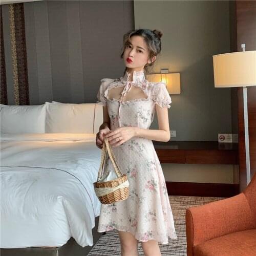 COYOUNG Store Lolita Dress Summer Dress Sweet Cute Princess Maid Vintage Gothic Printed Patterns Chiffon Japanese Kawaii Girls