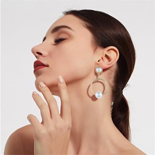 CRLEY Unique Europe Style Ladies Elegant Large Series of Long Earrings Gold Color Round Circle Stylish Geometric Earrings