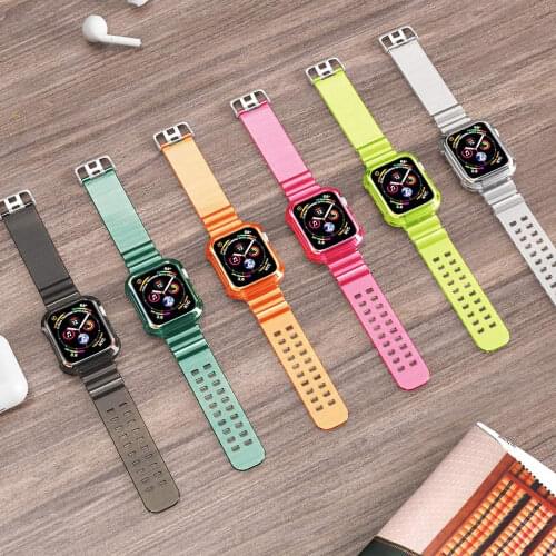 Colorful Silicone Sports Wristband for Apple Watch Series SE6 5 44mm 40mm Crystal Clear Strap for iWatch 3 2 42mm 38mm