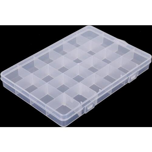 Hot Selling 24 Slots Plastic Storage Box Case Transparent Rectangle Organizer Beads Earring Jewelry Container