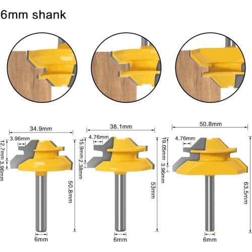 1/4 6m Shank 45 Degree Lock Miter Router Bit Woodworking Tenon Milling Cutter Tool Drilling Milling For Wood Carbide Alloy 4.6