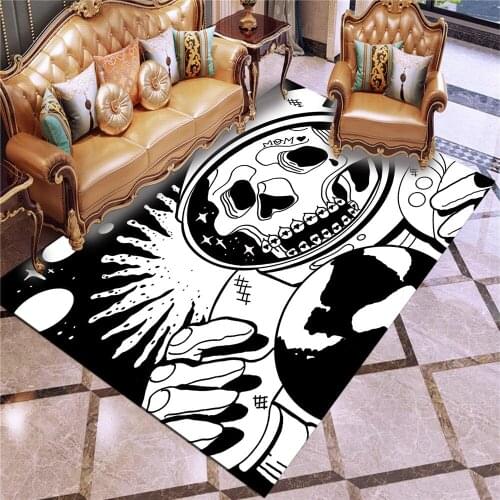 Skeleton Carpet 3D Print Spider Skull Area Rug For Living Room Large Mats Kids Play Mat Rug White And Black Play Crawl Floor Mat