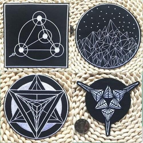 20pcs/lot Cool Large Embroidery Patch Geometric Pattern 3d Starry Sky Black White Iron Clothing Decoration Craft Diy Applique