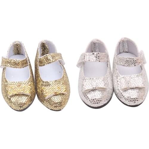 Dolls shoes American fashionable shiny pointed shoes 2 color dress shoes fit 16 inch and 14.5-inch Girl accessories r28
