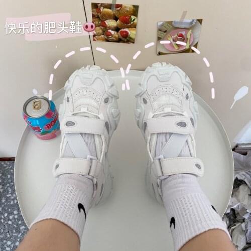 2021 summer womens sports shoes new Japanese cute all-match breathable hollow thick bottom big head casual shoes trend