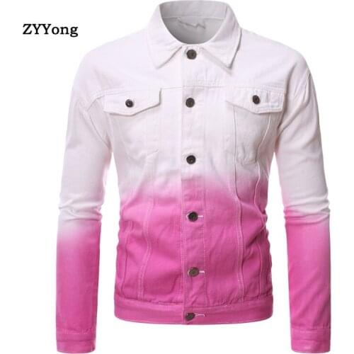 High Street Bomber Denim Jacket Men Jean Coats Cotton Turndown Collar Long Sleeve Casual Fashion Black White Cowboy Clothing