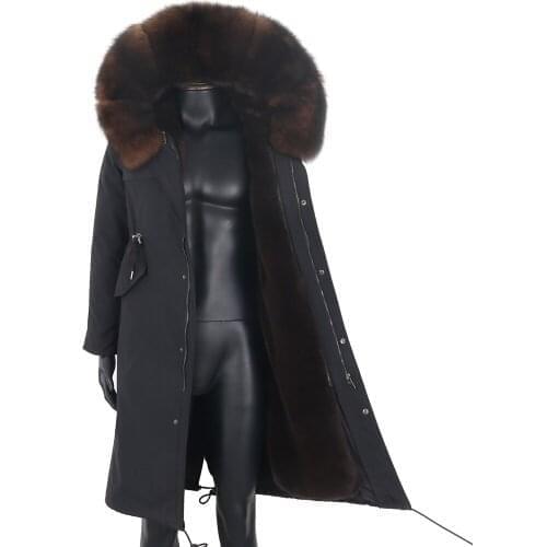 2021 Natural Fox Fur Mens Real Fur Collar Warm Thick Winter New Men Jacket Solid Color Parkas Quality Male Fashion Casual Parka