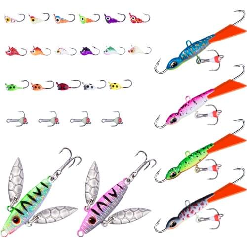 Goture 27pcs/lot Winter Fishing Lure Kit Balancers and Ice Fishing Jigs Set
