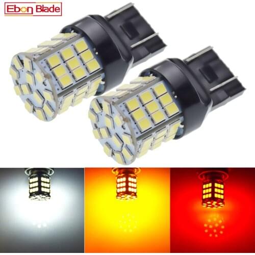 Pair T20 Led W21/5W 7443 7440 DRL Reverse Singal Light 57SMD Car Tail Brake Bulb Lamp Led Turn Lights White Red Amber Yellow 12V