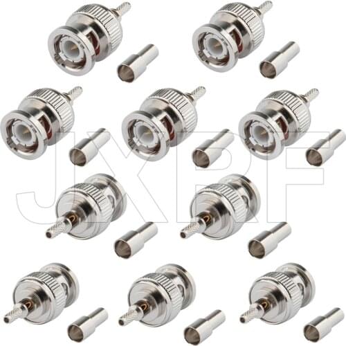 JX 10PCS BNC connector male crimp RF connector BNC male crimp plug for RG316 RG174 LMR100 coaxial cable fast ship