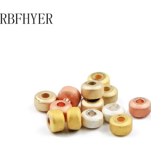 RBFHYER 3.5X2mm 185pcs Natural Stone Matte Gold Silvers Hematite Flat Round Cylinder Spacer loose Beads For Jewelry Making DIY
