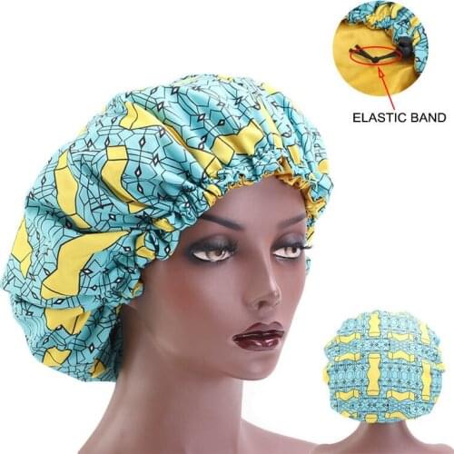 Adjustable Head Cover 33cm Hair Styling Caps Print Large Sleep Fabric Hat Ladies Styling Tool Hair For Hair Styling Accessories