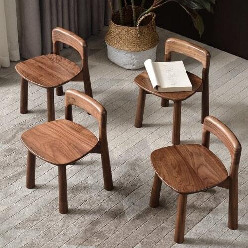 North American black walnut small bench childrens chair Shoe changing stool All solid wood childrens stool with back