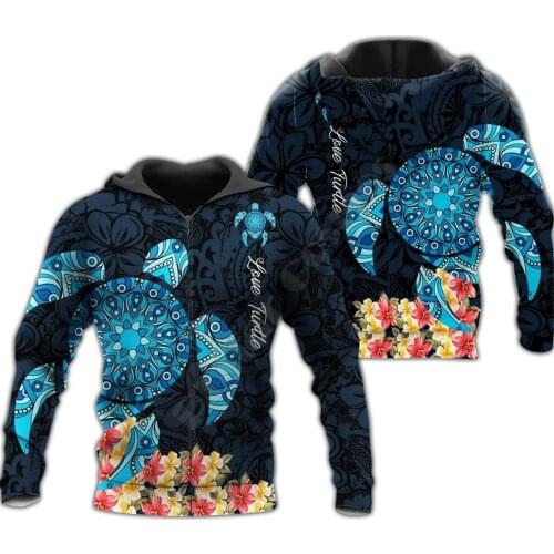 Amazing Sea Turtle Tattoo and Hibiscus 3D printed Hoodies sweatshirts Men Women Fashion Hooded streetwear Pullover Drop shipping