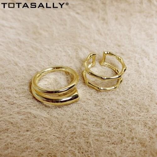 TOTASALLY Simple Designe Golden Rings Hit-Hop Irregular Top Midi Finger Rings Ladies Club Jewelry Accessories for women dropship