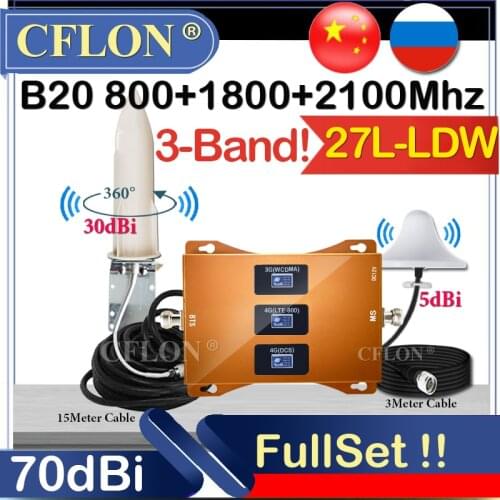 New!!CellPhone Cellular Amplifier 4G B20 800 1800 2100Mhz LTE DCS UMTS Tri-Band GSM Repeater 2G3G4G Data Signal Booster Repeater