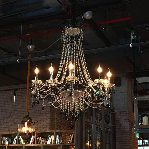 Hanging Light For Dining Room Vintage French Glass Crystal Chandelier Light Fixture Black Cottage American White Suspension Lamp