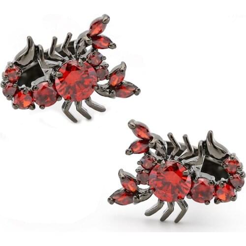 Black Poison Dice Red Crystal Cufflinks Handmade Jewel Cufflinks Insect Design Christmas Gift for Men Cuff Links Jewelry