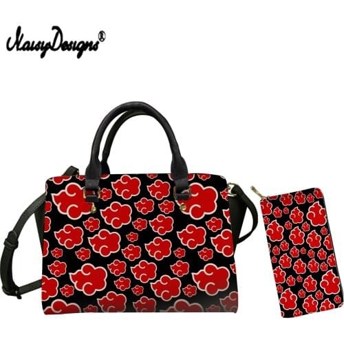 NOISYDESIGNS Anime Akatsuki Pattern Prints Totes For Women Classical Satchel and Purse Set Large Capacity Leather Cross Body Bag