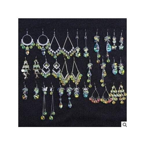 925 pin ZA Crystal Water Drop Earrings Women Colorful Resin Statement Earrings Handmade Wedding Party Jewelry