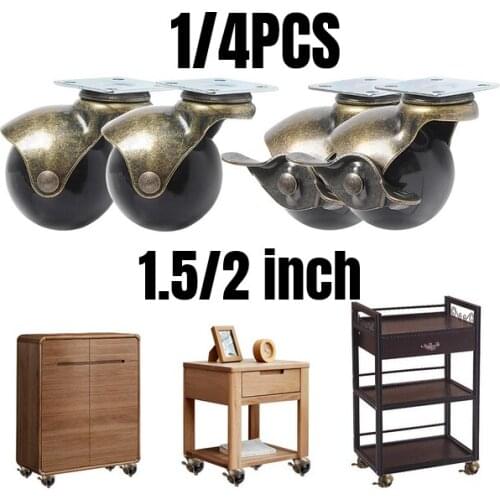 1/4PCS 1.5/2 inch 360 Degree Swivel Caster Wheels Ball Caster Wheels With Top Plate No Noise Wheels For Furniture Cabinets