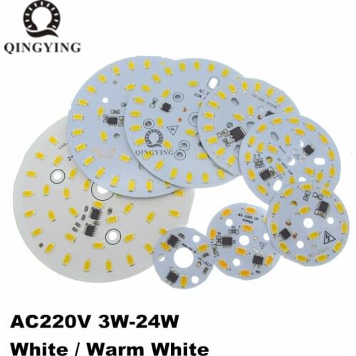 10pcs 3w 5w 7w 10w 12w 15w 18w 24w ac 220v led pcb SMD5730 integrated ic driver White/ Warm White Light Source For LED Bulb
