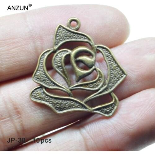 10pcs 30x28mm Antique Bronze Rose Pendant DIY Jewelry Pendant Metal Charms Rose Pendant JP-38