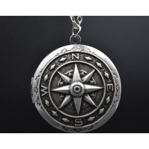 10pcs Compass Locket Necklace For Women Victoria jewelry Daughter Mom Birthday Gift Photo Lockets Pendant XSH265