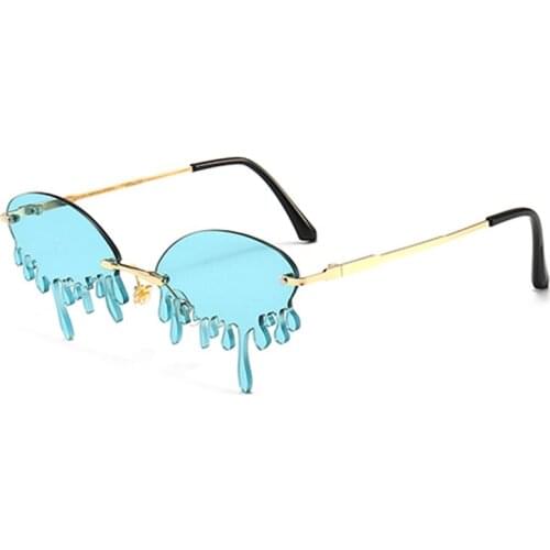2020 Vintage Unique Tears Shape Fashion Rimless Sunglasses Women Steampunk Sunglasses Female Gafas Shades UV400 Oculos Feminino