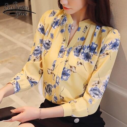 2021 Spring Blusas Print Chiffon Women Tops and Blouse Casual Long Sleeve Shirt Women Blouses Fashion Blouse Elegant Women Tops
