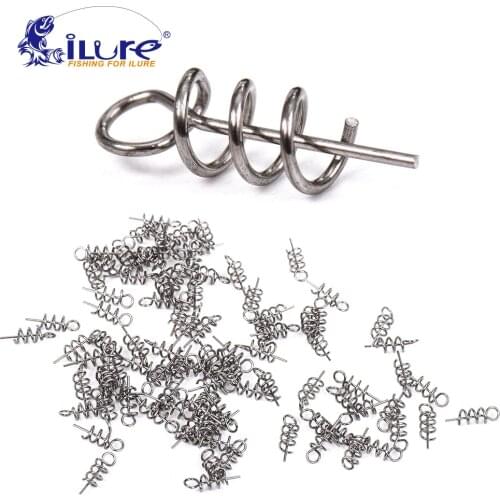 50 Pcs/lot Fishing Hook Centering Pins Fixed Latch Needle Spring Twist Crank Lock for Soft Lure Latch Pesca Fishing Accessories