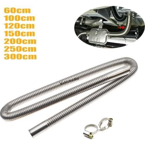 60-300cm Car Auto Air Parking Heater Exhaust Pipe w/ 2 Clamps Fuel Tank Exhaust Pipe Hose Tube Stainless Steel For Diesel Heater