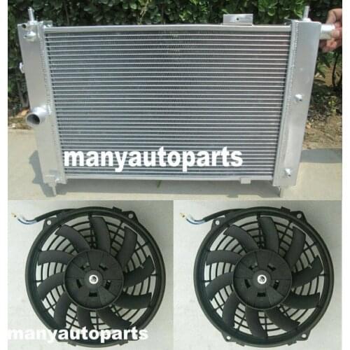Aluminum radiator + two fans for Vauxhall MK2 Astra 2.0 16V GTE 1983-1991 90 89 88 87 86