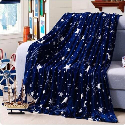 CANIRICA Starry Sky Blanket Winter Warm Blankets for Beds Flannel Fleece Throw Blanket Decoation Couverture Polaire Adulte