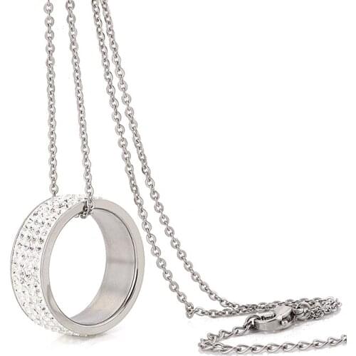 Fashion DIY Crystal Charm Pendant Stainless Steel Chain Choker Necklace for Women