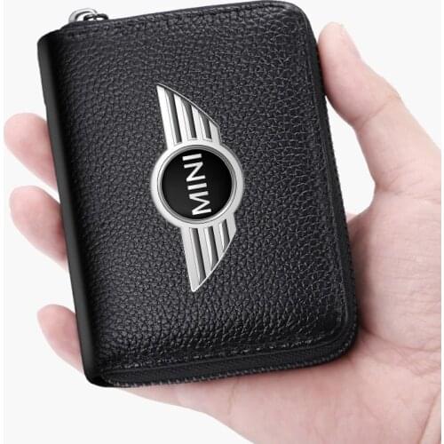 Car Genuine Leather bag Driver License Card Holder Wallet For Coopers R56 R55 R60 R61 F54 F55 F56 F57 F60 Car