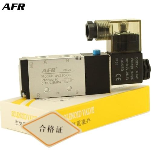 Air Solenoid Valve 5 Way Port 2 Position Gas Pneumatic Electric Magnetic Valve 12V 24V 220V 4V210-08 port 1/4" Solenoid Valve