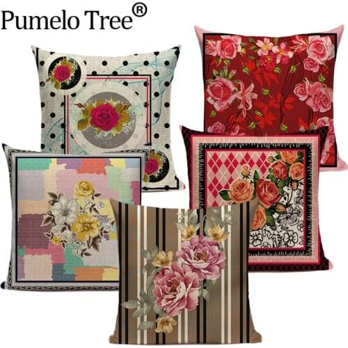 European Style Cushion Cover Retro Floral Pillowcases Plant Lattice Decorative Cushions Decor Pillows for Bed Sofa Cushion Cover
