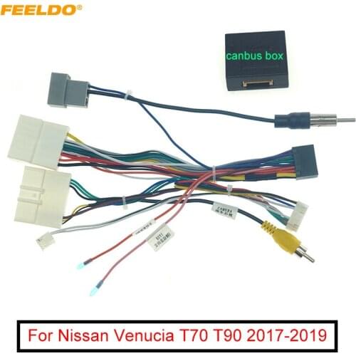 FEELDO Car 16pin Audio Wiring Harness With Canbus Box For Nissan Venucia T70 T90 Aftermarket Stereo Installation Wire Adapter