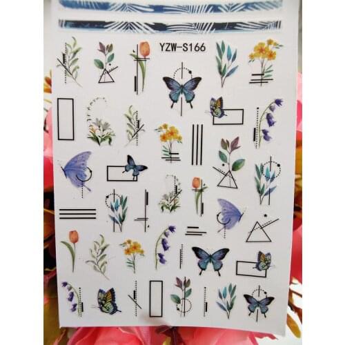 Geometry Stickers for Nails 3D Butterfly Flowers Nail Designs Self Adhesive Manicure Sliders Decals Art Decorations Accessories